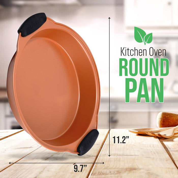 Non-Stick Round Pan - Nonstick Carbon Steel Bake Pan With Black Silicone Handles, Compatible With Models: Ncsbs54S, Ncsbs52S (Copper)