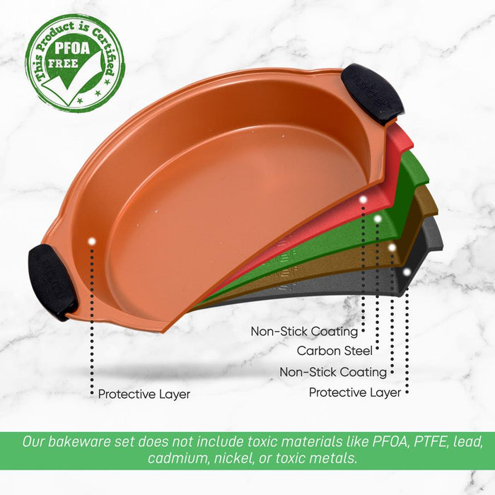 Non-Stick Round Pan - Nonstick Carbon Steel Bake Pan With Black Silicone Handles, Compatible With Models: Ncsbs54S, Ncsbs52S (Copper)