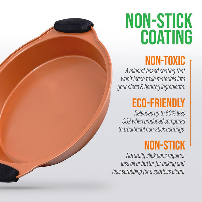 Non-Stick Round Pan - Nonstick Carbon Steel Bake Pan With Black Silicone Handles, Compatible With Models: Ncsbs54S, Ncsbs52S (Copper)