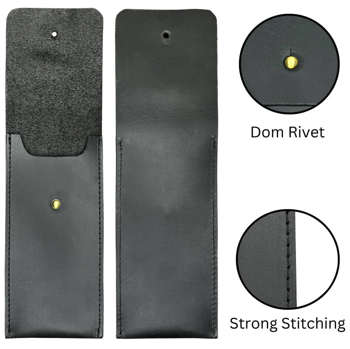 Oliver Leather Pen Case - Handmade Pen Protective Sleeve Cover (Black)