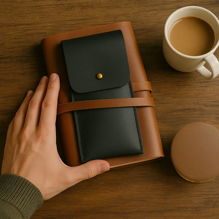 Oliver Leather Pen Case - Handmade Pen Protective Sleeve Cover (Black)