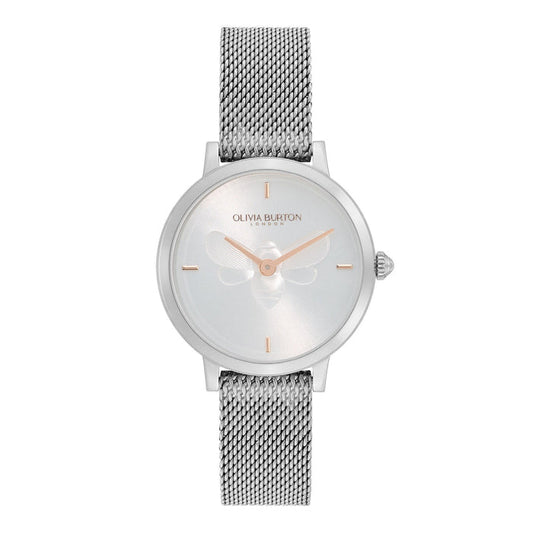 Olivia Burton Bee Ultra Slim Silver Mesh Watch