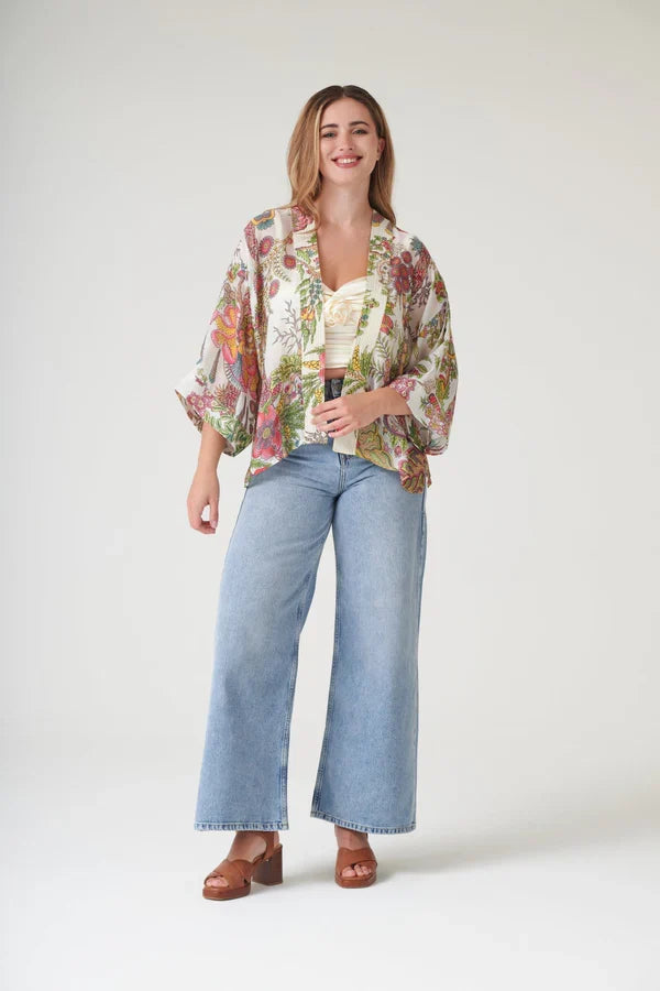 One Hundred Stars Kimono Boho Garden Ecru