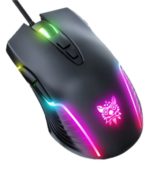 Onikuma USB Gaming Mouse, RGB LED Wired E-Sports Mouse, Black