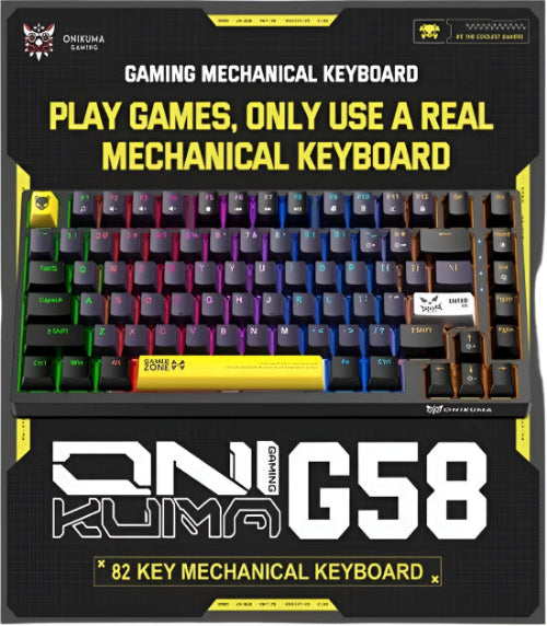 Onikuma USB Wired Mechanical Keyboard, RGB Backlit Matte Key Caps, For PC & Laptop, Black