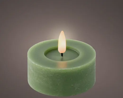 Pack Of Two LED Green Wax Tealight Candles