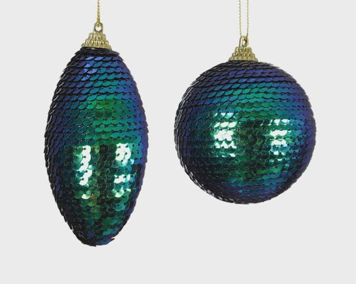 Peacock Sequin Foam Bauble - 8cm