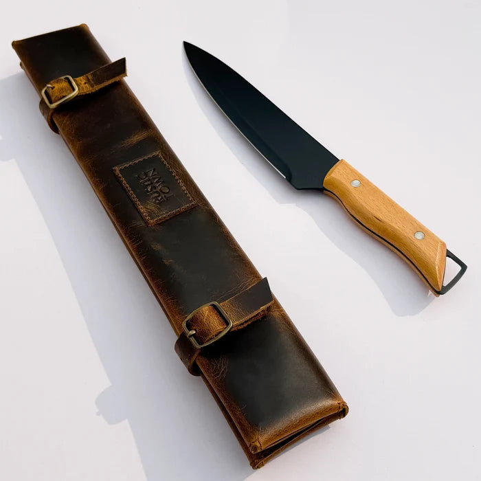 Pioneer Leather Chef's Knife Case Holder - 2 Knife Slots (Brown)