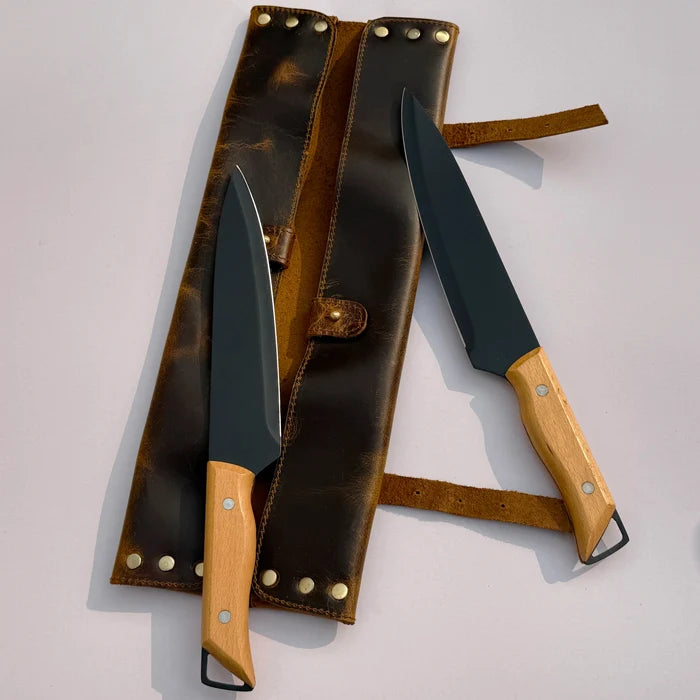 Pioneer Leather Chef's Knife Case Holder - 2 Knife Slots (Brown)