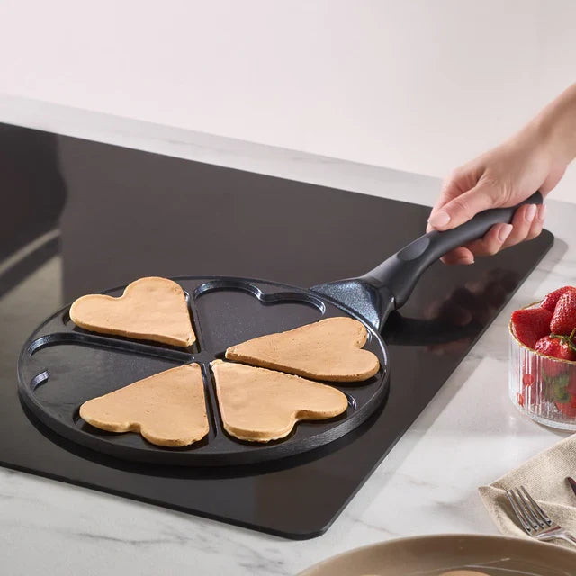 Poêle à pancakes en céramique antiadhésive à induction Karaca Fluffy Love, 26 cm, noire