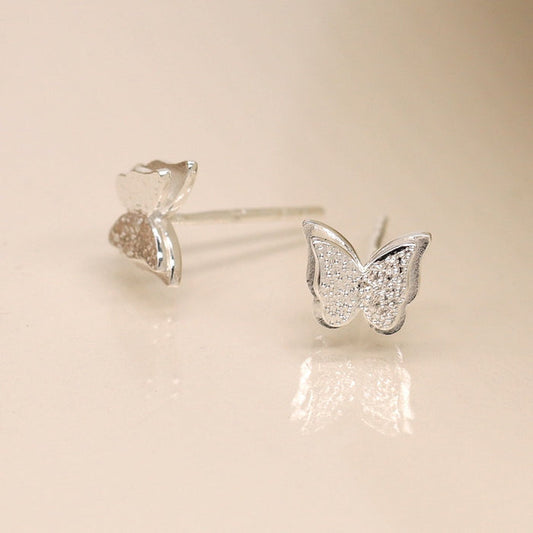 POM Sterling Silver Butterfly Stud Earrings