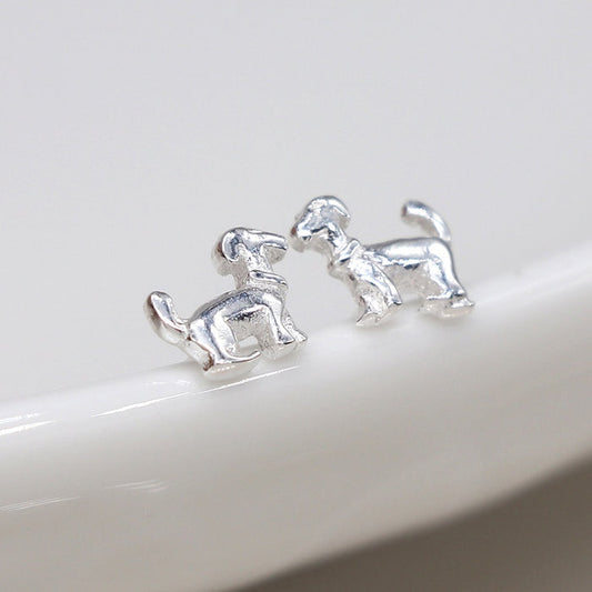 POM Sterling Silver Dachshund Stud Earrings