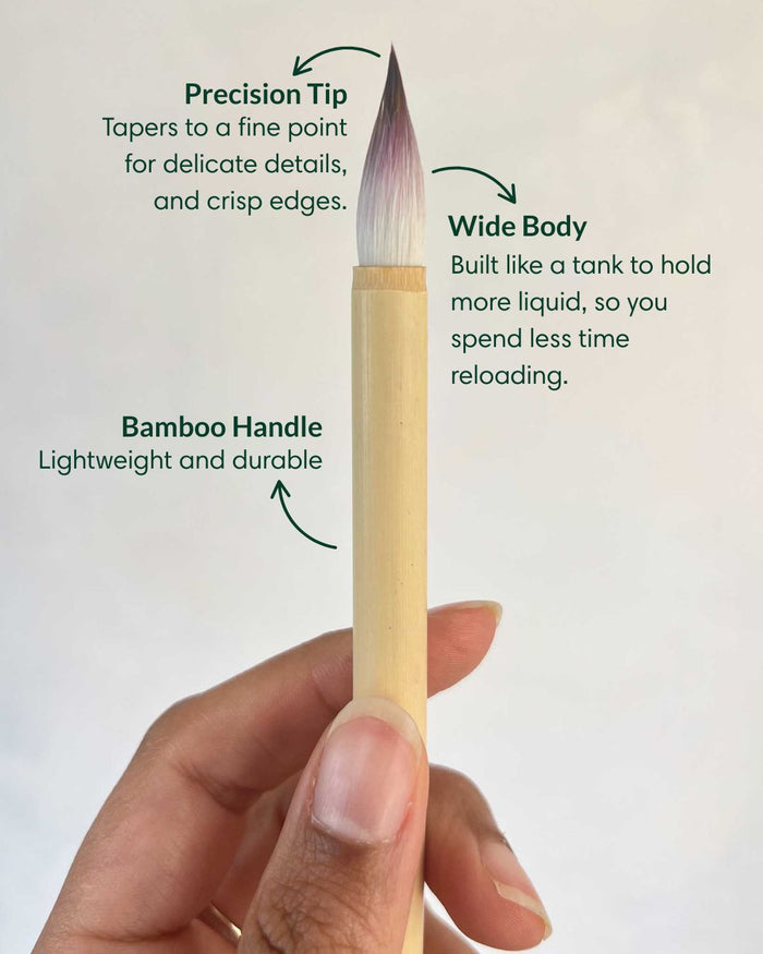 chinoiserie paint brush for painting and blending with technical information