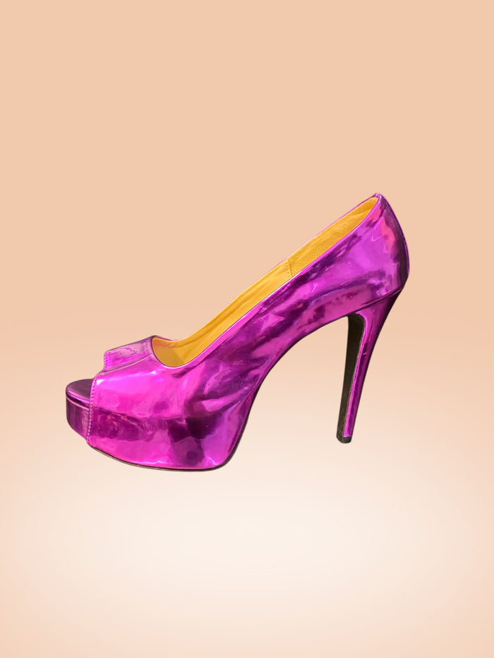Purple 0pen toe shoe - uk 9