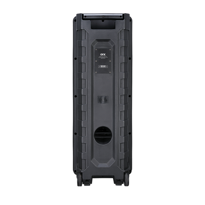 QFX DUAL 12â€ BLUETOOTH RECHARGEABLE SPEAKER WITH LED PARTY LIGHTS