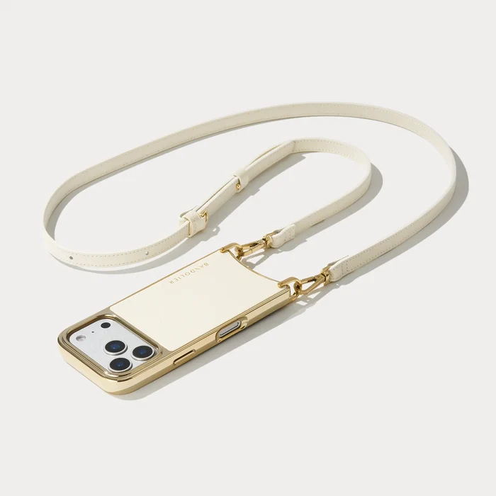 Rayna Chrome Crossbody Phone Case - Ivory/Chrome Gold
