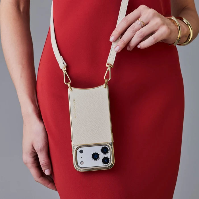 Rayna Chrome Crossbody Phone Case - Ivory/Chrome Gold