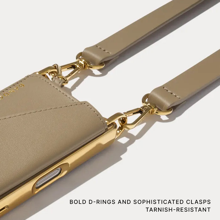 Remi Chrome Magnet Wallet Crossbody Phone Case - Khaki/Chrome Gold