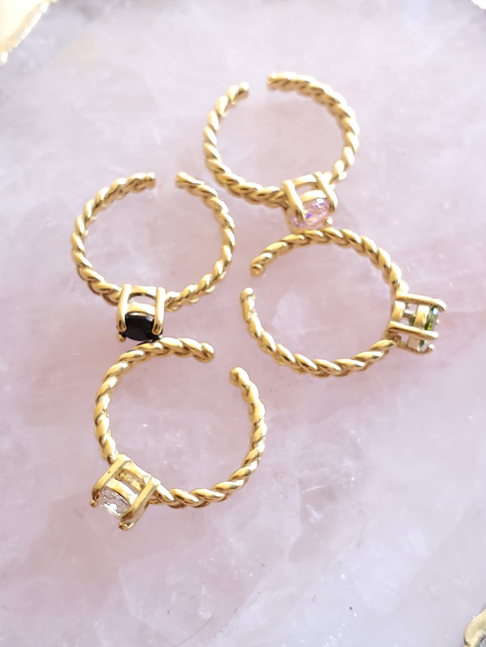 Retro Crystal Ring - Clear