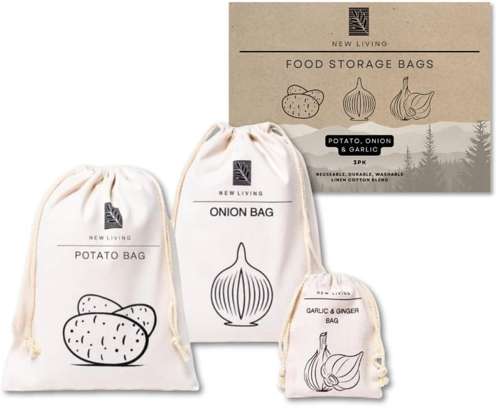 Reusable Food Storage Bags-Potato, Garlic & Onion 3 Pack Bundle | Linen Cotton Blend Material | 30 * 40 cm, ,TCoU Recommendations from Amazon Products