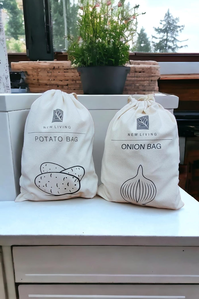Reusable Food Storage Bags-Potato, Garlic & Onion 3 Pack Bundle | Linen Cotton Blend Material | 30 * 40 cm, ,TCoU Recommendations from Amazon Products