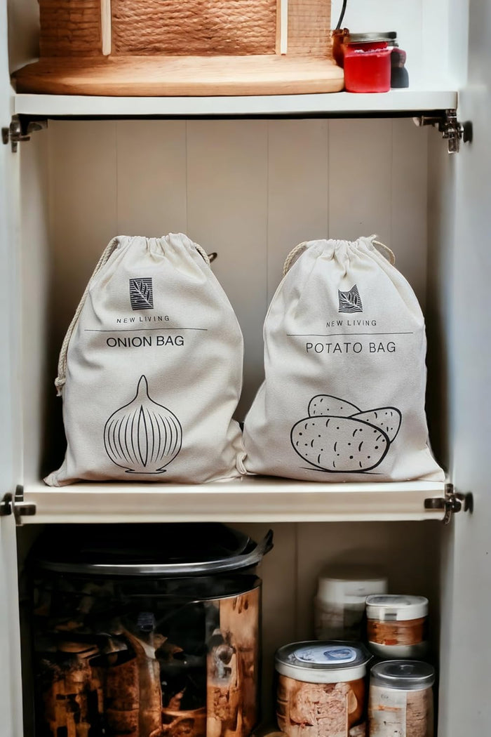 Reusable Food Storage Bags-Potato, Garlic & Onion 3 Pack Bundle | Linen Cotton Blend Material | 30 * 40 cm, ,TCoU Recommendations from Amazon Products