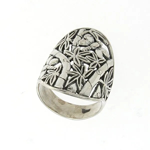 Samuel B.  Pakerisan Sterling Silver  ring with a butterfly and floral design.