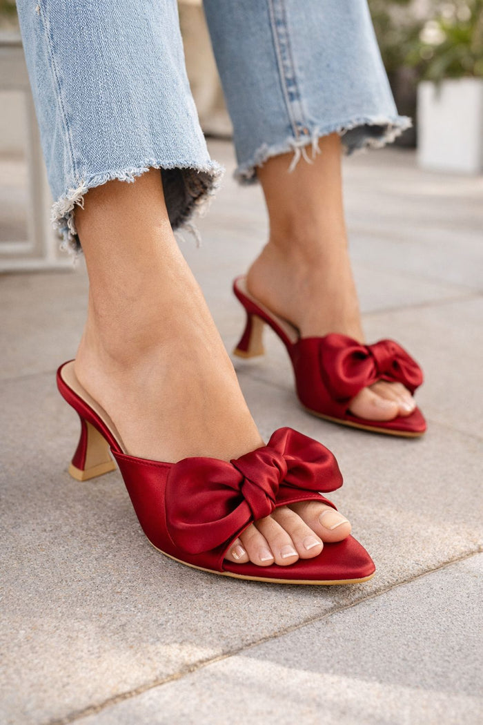 Satin Oversized Bow Mules