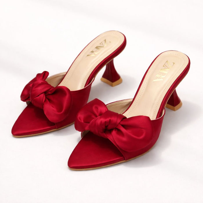 Satin Oversized Bow Mules
