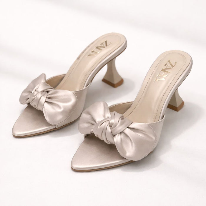Satin Oversized Bow Mules