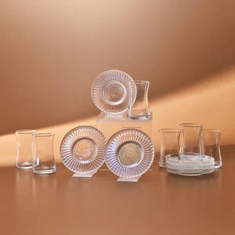 Service à thé turc Karaca Lily 12 pièces pour 6 personnes, 170 ml, Luster