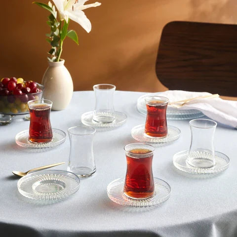 Service à thé turc Karaca Lily 12 pièces pour 6 personnes, 170 ml, Luster