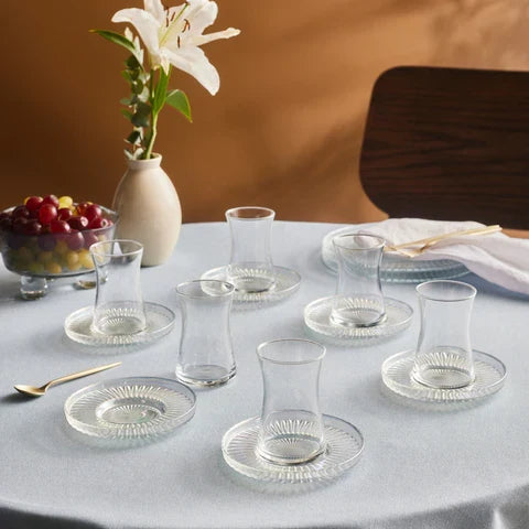 Service à thé turc Karaca Lily 12 pièces pour 6 personnes, 170 ml, Luster