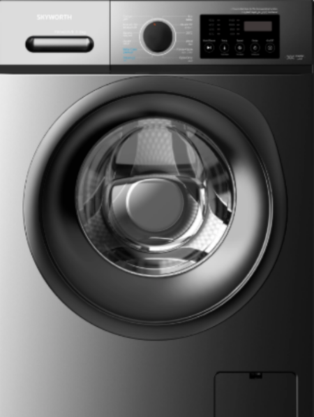 Front view of a washing machine with visible brand logo
