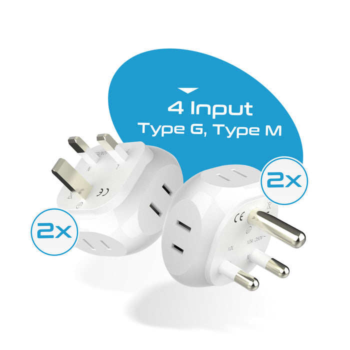 South Africa Travel Adapter Set - 4 in 1 - Ultra Compact - Light Weight - 4 Pack (PT-7-10L-4PK)