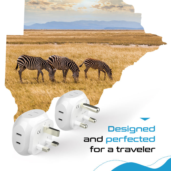 South Africa Travel Adapter Set - 4 in 1 - Ultra Compact - Light Weight - 4 Pack (PT-7-10L-4PK)