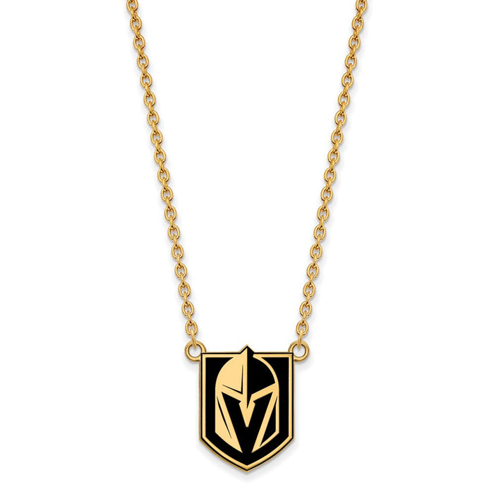 SS 14k Yellow Gold Plated NHL Golden Knights LG Epoxy Necklace, 18 In - Vegas Team Store