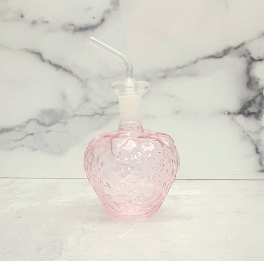 Strawberry Shaped Cruet w/Stopper 12oz Glass Pink
