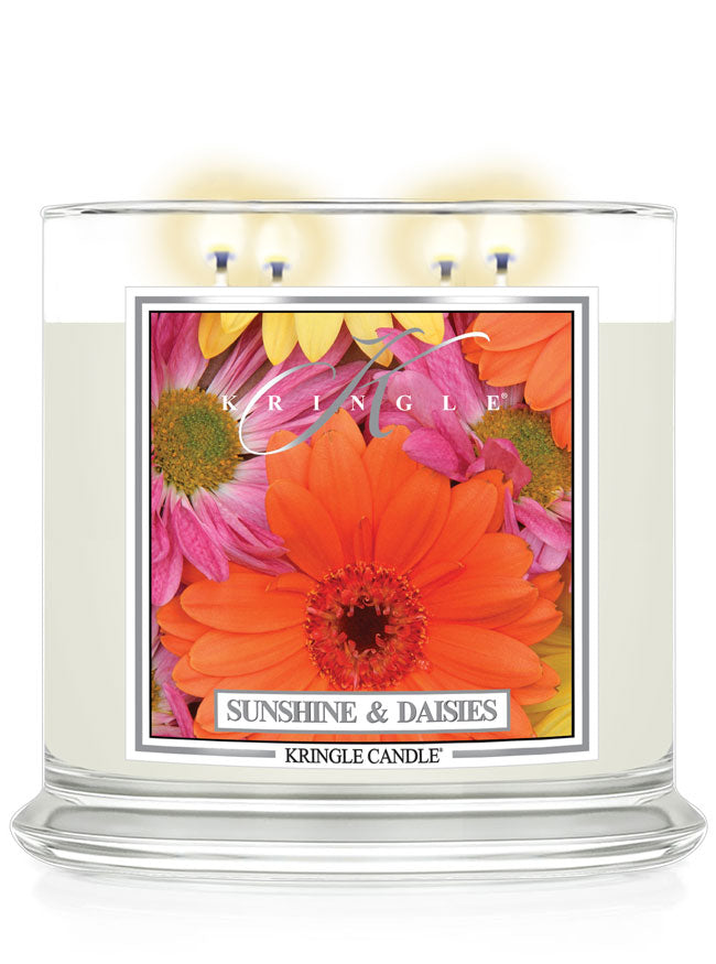 Kringle Candle with 'Sunshine & Daisies' packaging on a white background