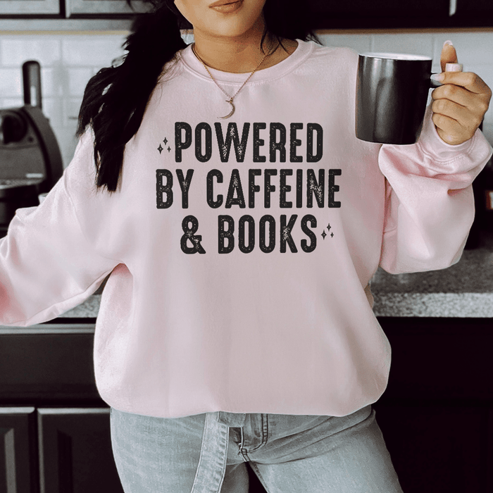 T-SHIRT-Powered By Caffeine & Books