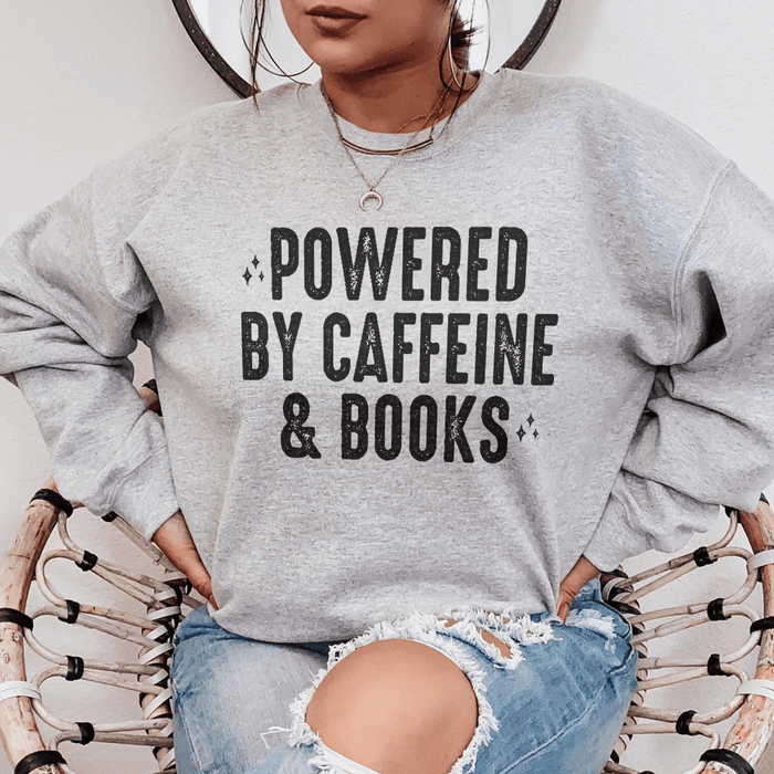 T-SHIRT-Powered By Caffeine & Books