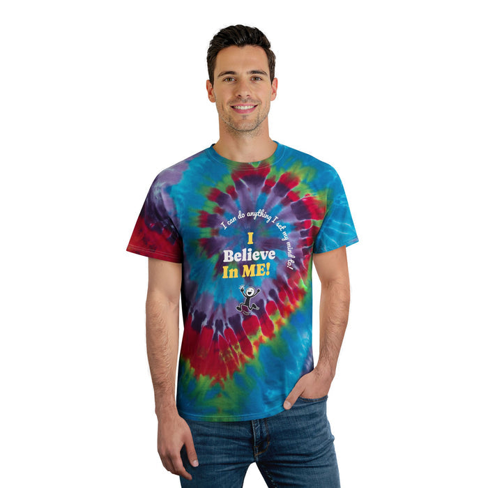 T-Shirt-Tie-Dye Tee — "I Believe In ME!" Spiral Graphic T-Shirt