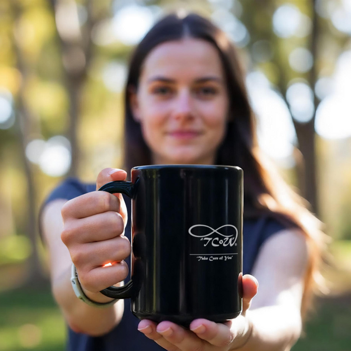 TCoU--Take Care of You, Black 15oz Mug — Inspirational Infinity Coffee Cup