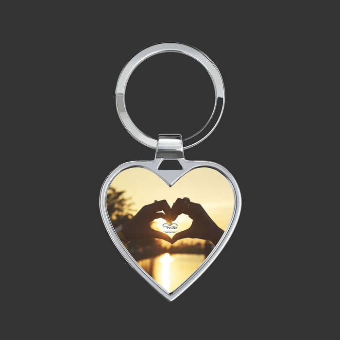 TCoU-Take Care of You Heart Keychain — Gentle Reminder of Self Love with Sunset Hands Love Photo Keyring