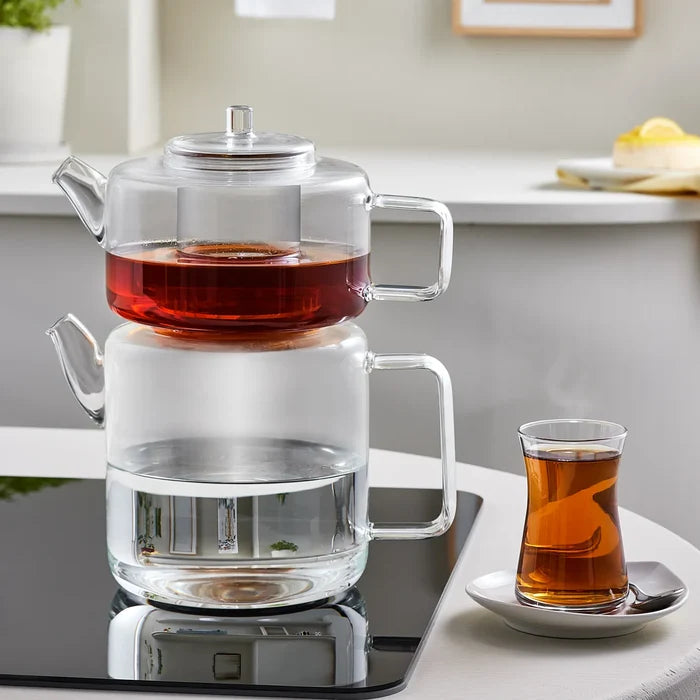 Théière en verre borosilicate Karaca Flat