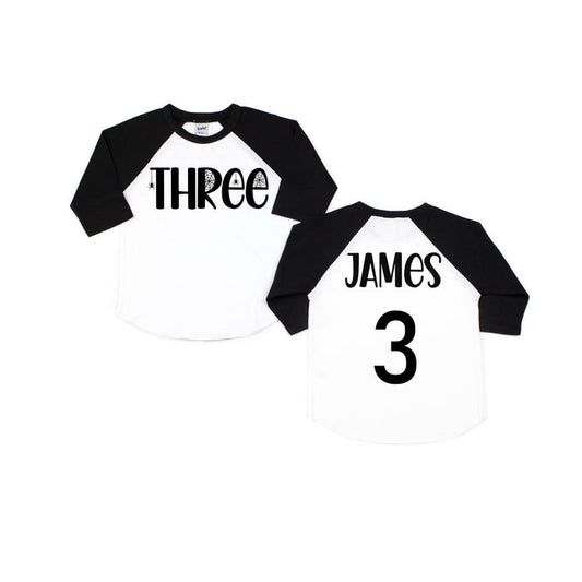 Three Spiderweb 3rd Birthday Raglan