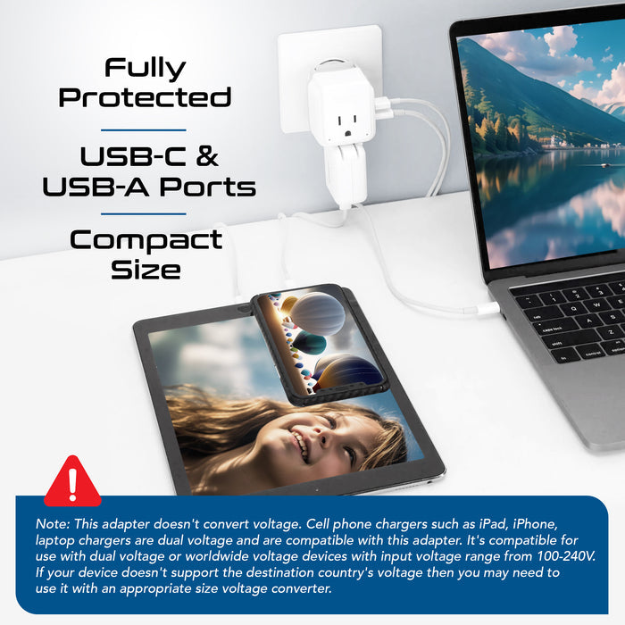 Travel Adapter Kit | Type C, E/F, G - USB & USB-C Ports + 2 US Outlets (PAK-EU)