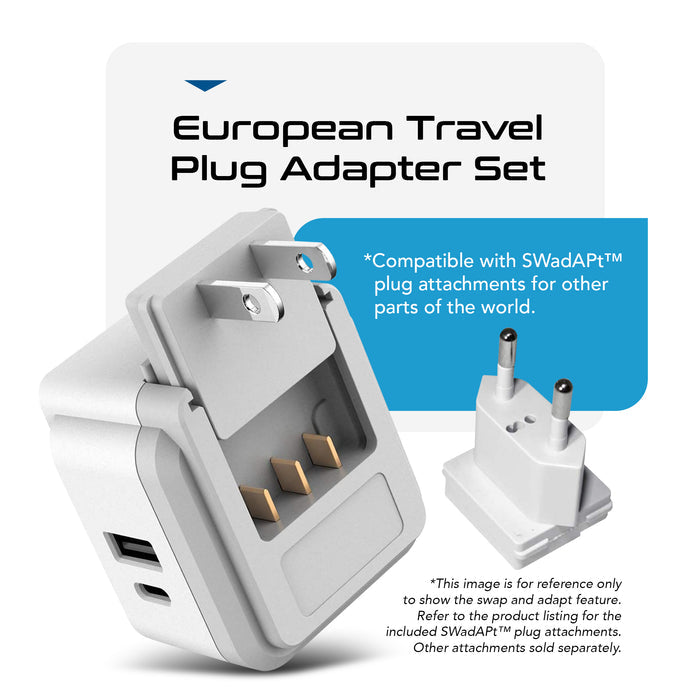 Travel Adapter Kit | Type C, E/F, G - USB & USB-C Ports + 2 US Outlets (PAK-EU)