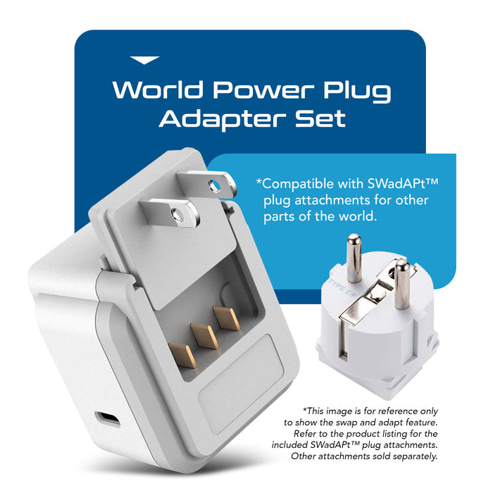Travel Adapter Set |  Type A, B, C, E/F, G, I - USB-C Port with PD + 2 US Outlets (PAK-30-WS)