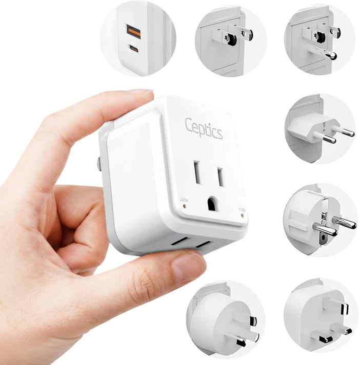 Travel Adapter Set | Type A, B, C, E/F, G, I - USB & USB-C Ports + 2 US Outlets (PAK-WS)